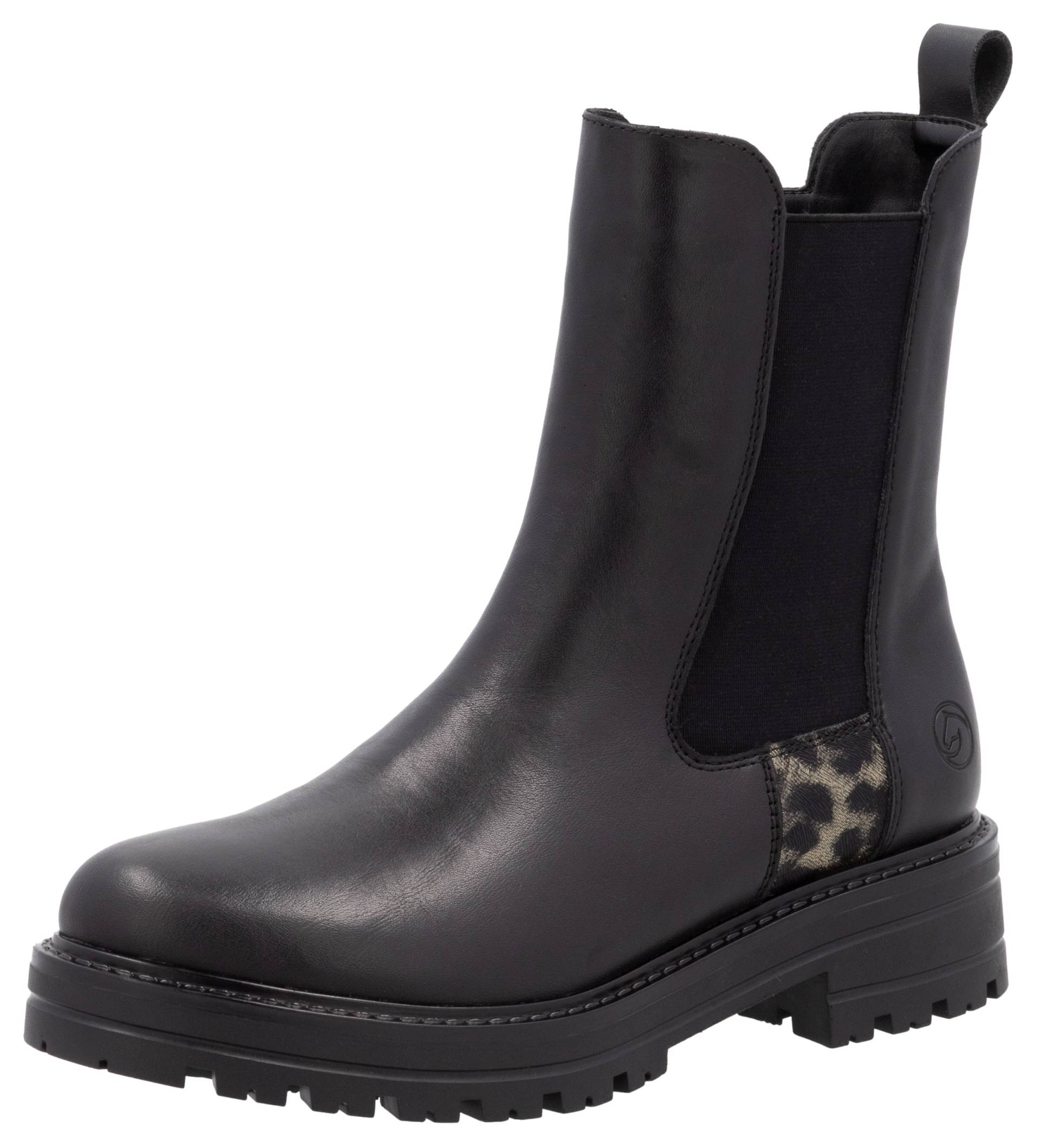 Remonte Chelseaboots, Blockabsatz, Boots, Stiefelette mit Besatz in Leo-Optik Remonte Chelseaboots, Blockabsatz, Boots, Stiefelette mit Besatz in Leo-Optik von Remonte