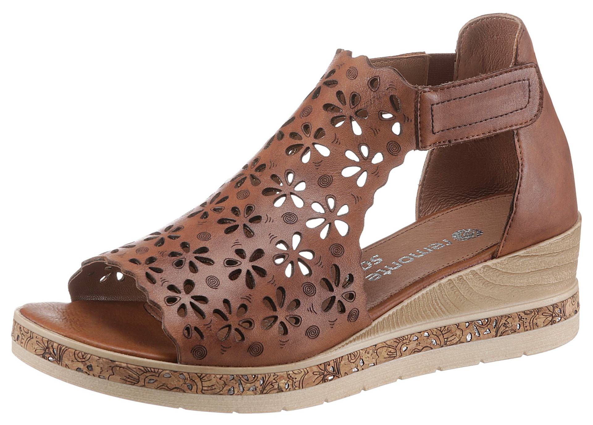 Remonte Keilsandalette, Sommerschuh, Sandale, Keilabsatz, mit floralem Laser-Muster Remonte Keilsandalette, Sommerschuh, Sandale, Keilabsatz, mit floralem Laser-Muster von Remonte