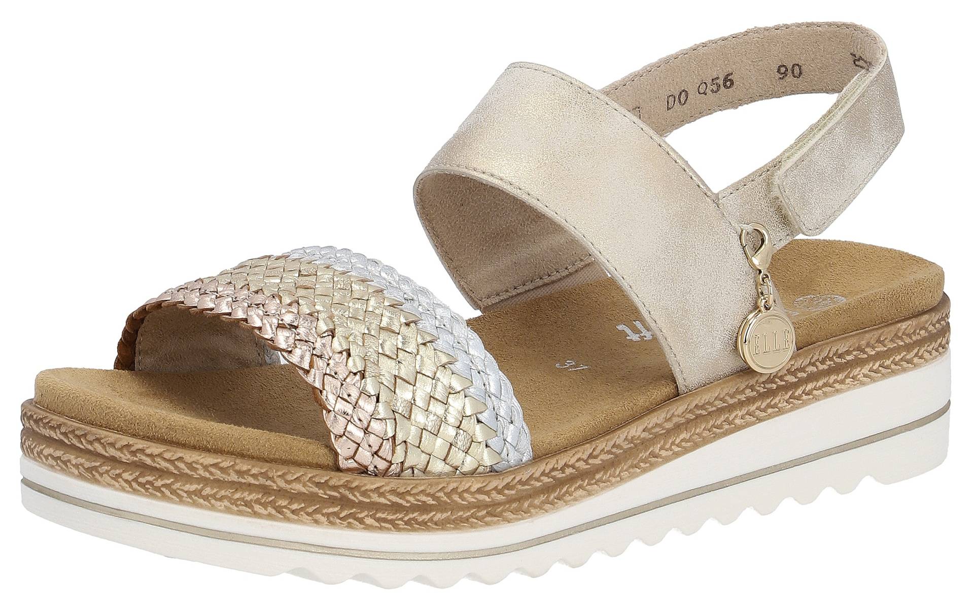 Remonte Keilsandalette »ELLE-Collection«, Sommerschuh, Sandale, Keilabsatz, mit Flechtbandage im Metalliclook von Remonte