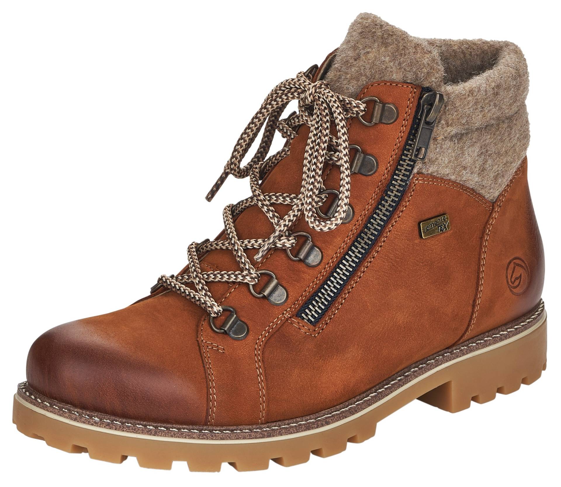 Remonte Winterboots, Blockabsatz, Outdoorschuh, Schnürschuh im trendigen Bergsteiger-Look von Remonte