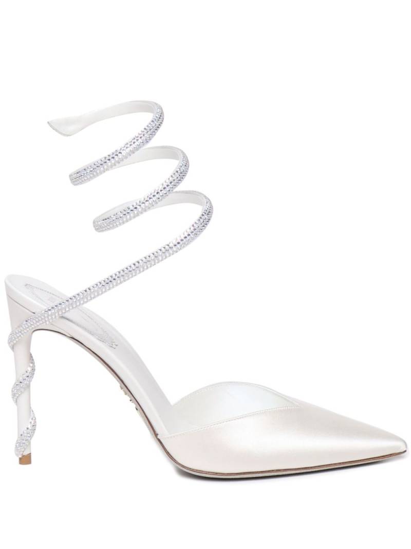 René Caovilla 105mm Margot satin pumps - White von René Caovilla