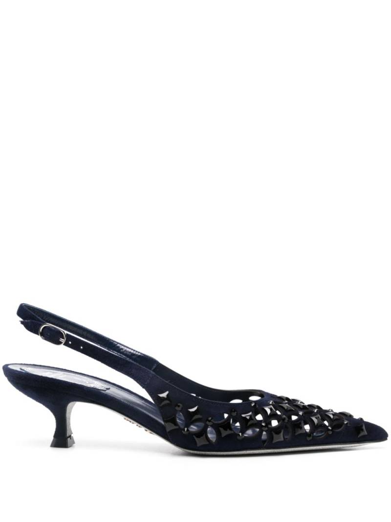 René Caovilla 45mm laser-cut pumps - Blue von René Caovilla