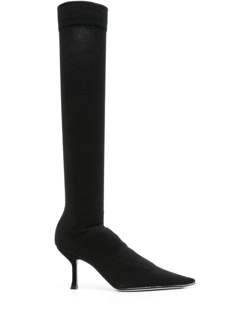 René Caovilla 70mm crystal-embellished knitted boots - Black von René Caovilla