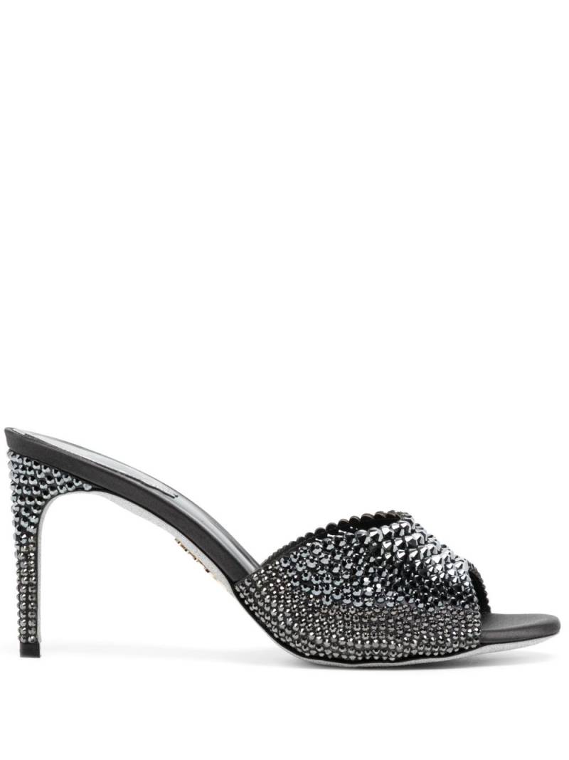 René Caovilla 70mm crystal-embellished leather mules - Black von René Caovilla