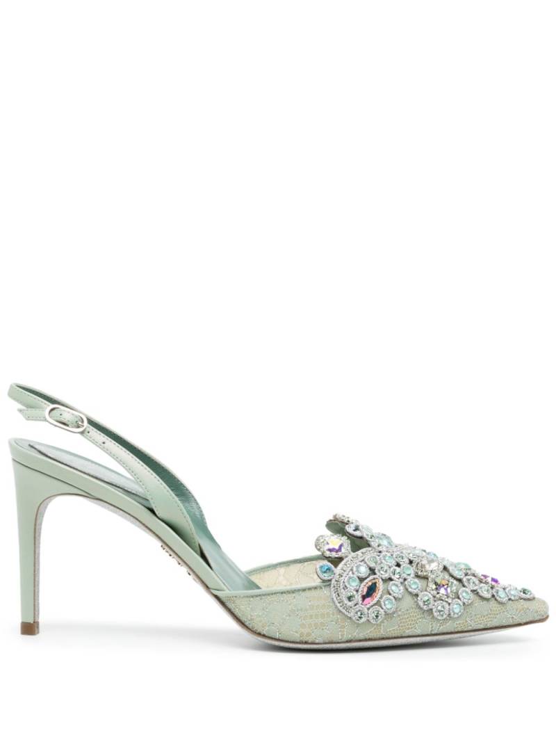 René Caovilla 80mm crystal-embellished pumps - Green von René Caovilla