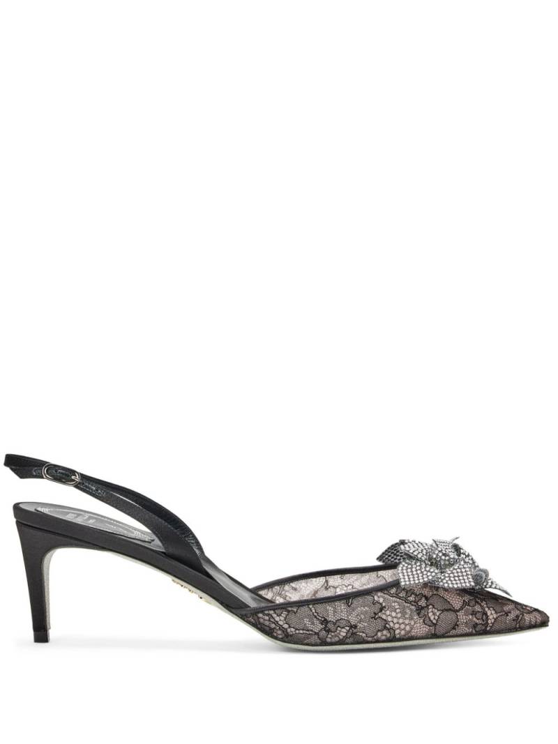 René Caovilla 80mm floral-lace pumps - Black von René Caovilla