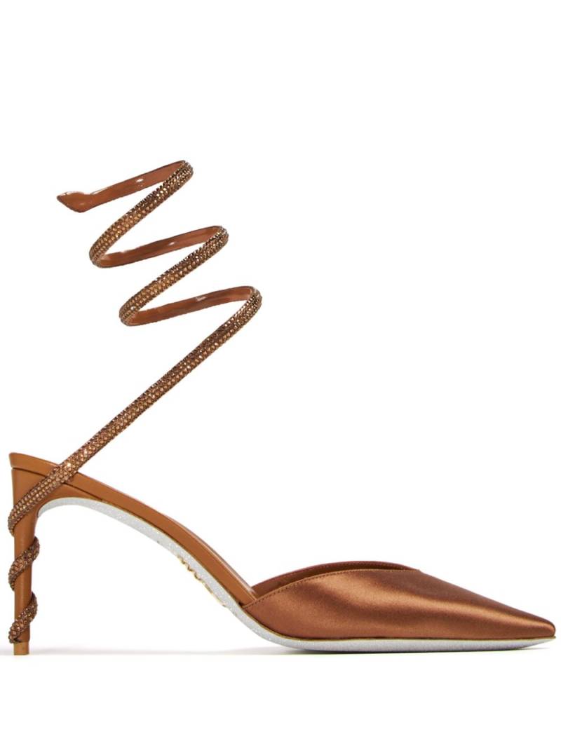 René Caovilla 80mm satin pumps - Brown von René Caovilla