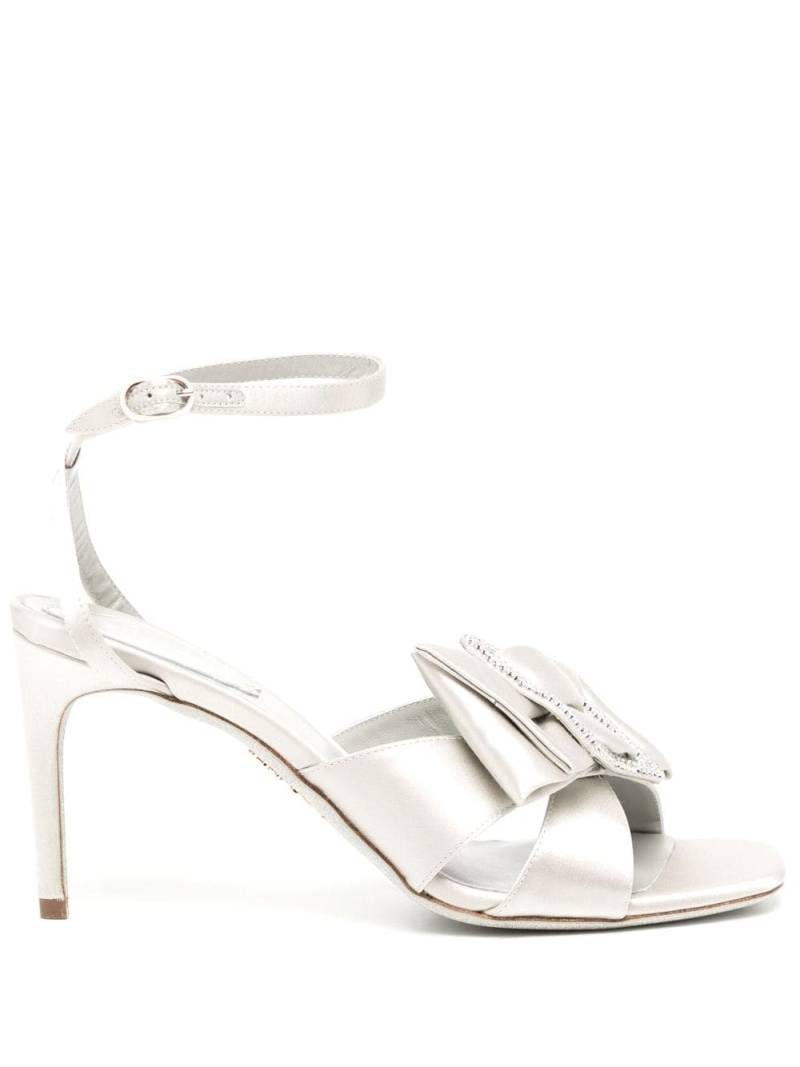 René Caovilla 85mm crystal-buckle satin sandals - Grey von René Caovilla