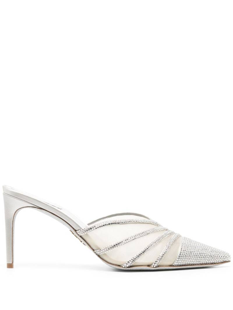 René Caovilla Bridal 80mm crystal-embellished mules - Grey von René Caovilla