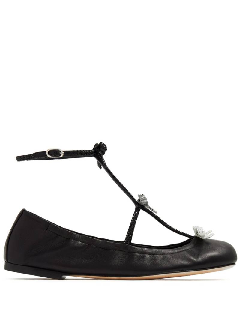 René Caovilla Caterina leather ballerina shoes - Black von René Caovilla