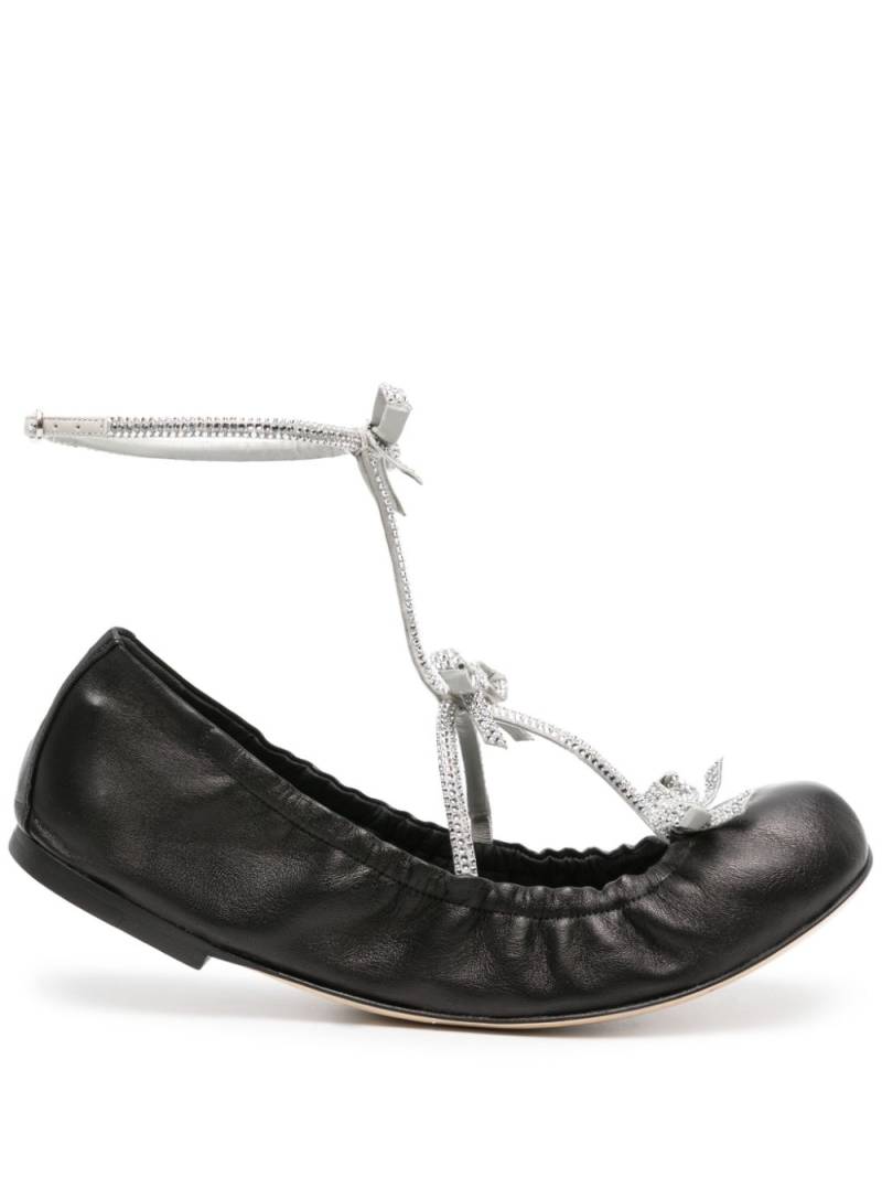 René Caovilla Caterina leather ballerina shoes - Black von René Caovilla