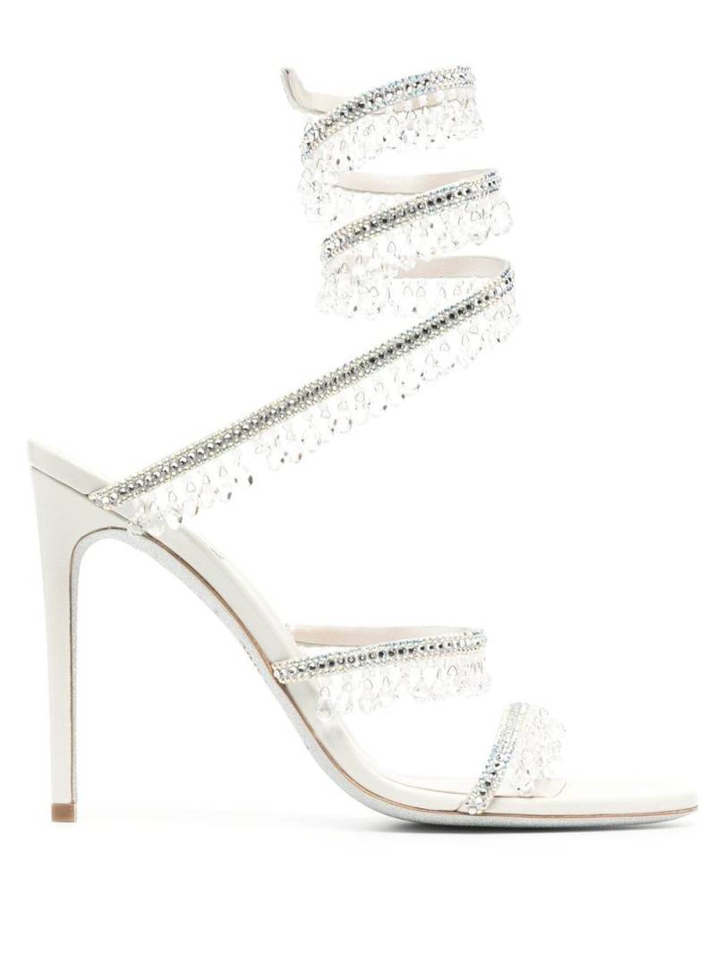 René Caovilla Chandelier 105mm crystal-embellished sandals - Neutrals von René Caovilla