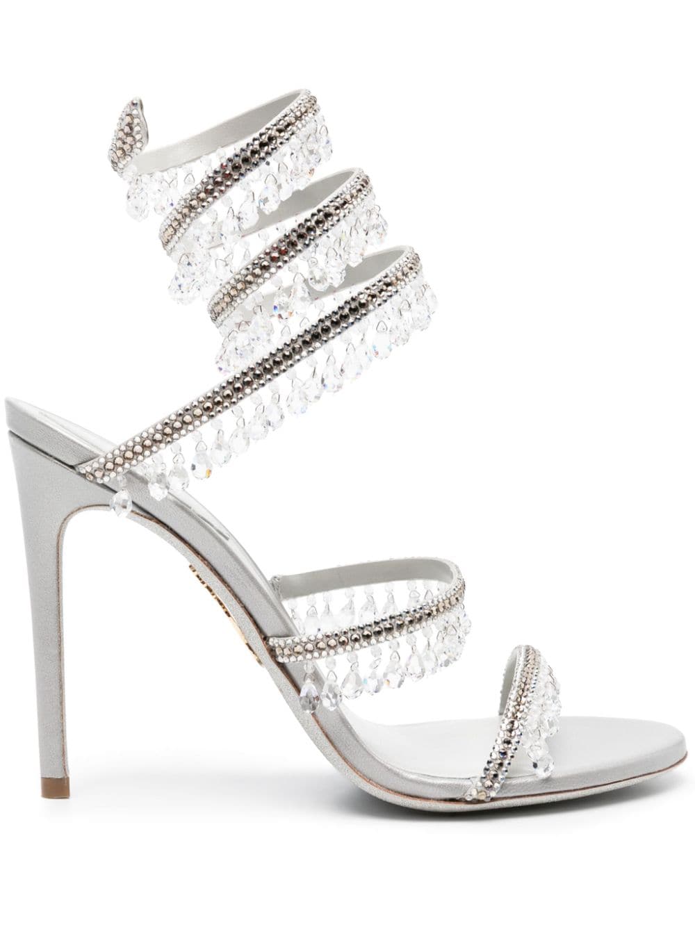 René Caovilla Chandelier 115mm crystal-fringed leather sandals - Neutrals von René Caovilla