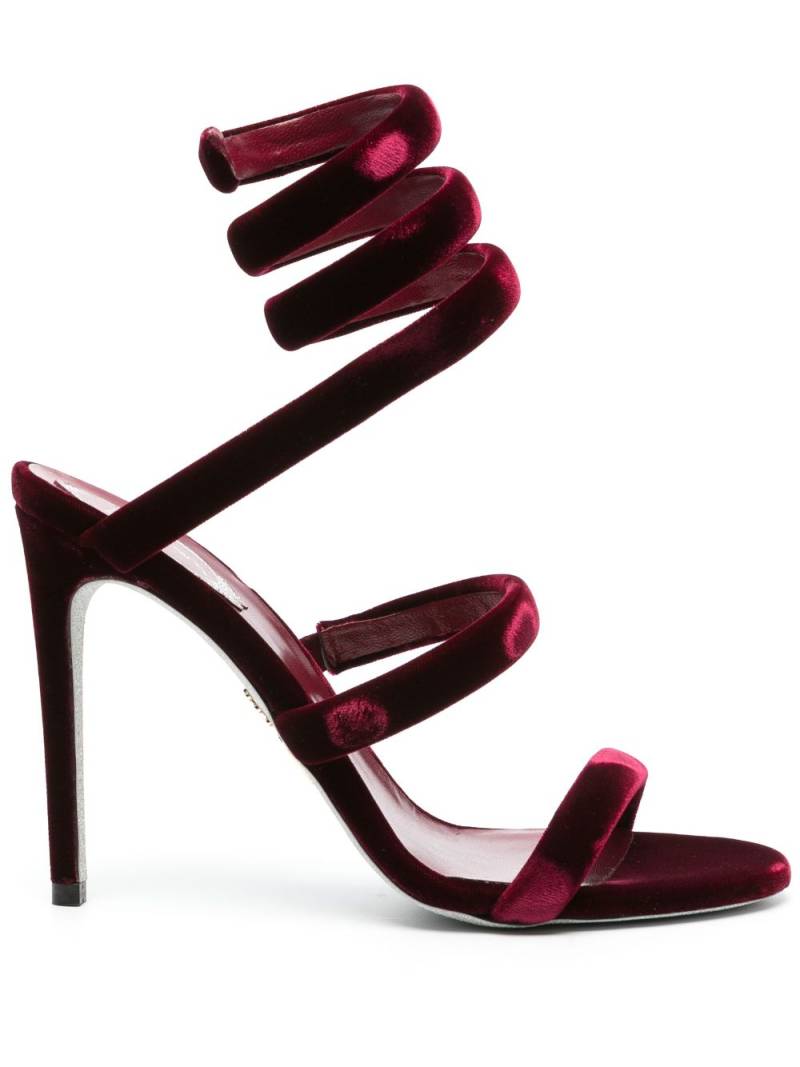 René Caovilla Cleo 110mm velvet-finish sandals - Red von René Caovilla