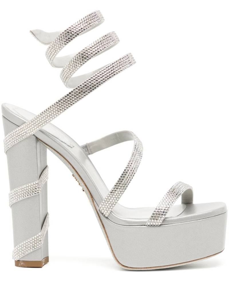 René Caovilla Cleo 130mm crystal-embellished platform sandals - Silver von René Caovilla