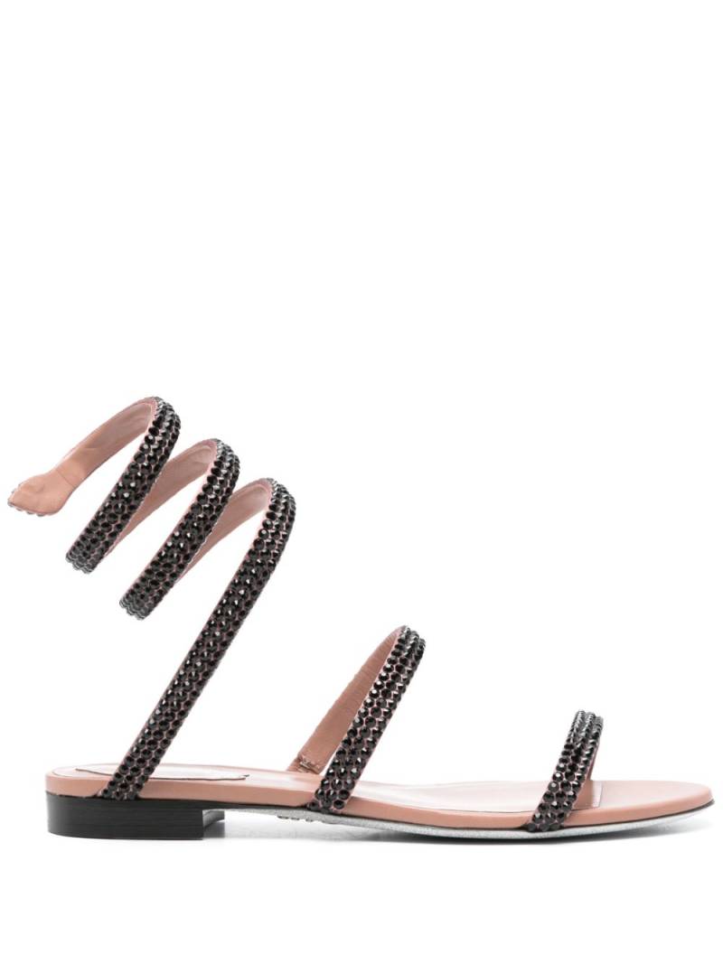 René Caovilla Cleo leather flat sandals - Black von René Caovilla