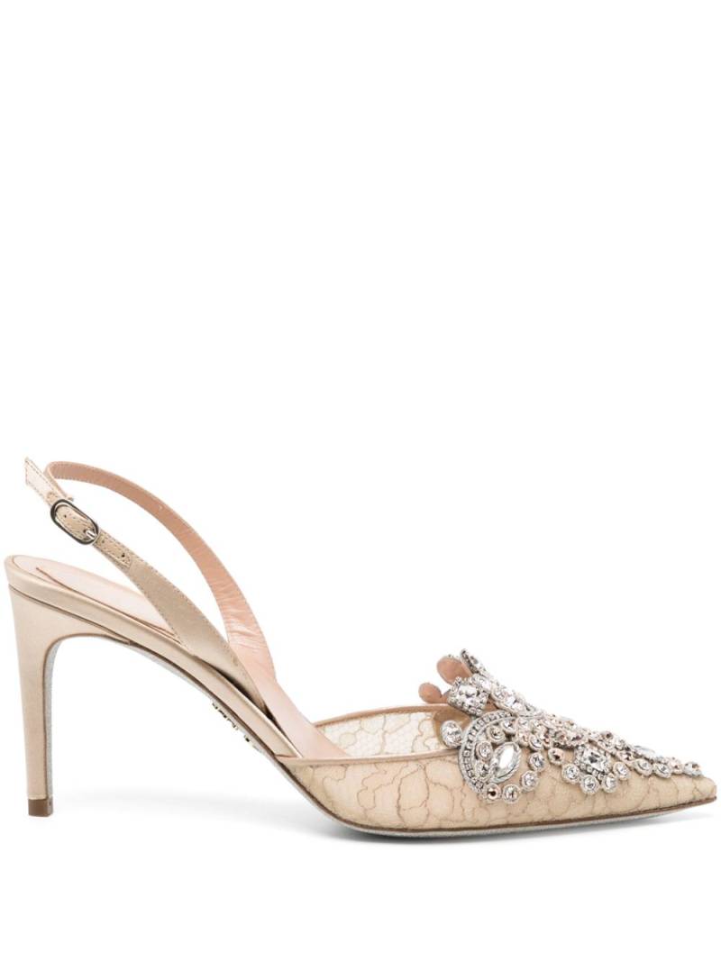 René Caovilla Veneziana 50mm crystal slingback pumps - Neutrals von René Caovilla