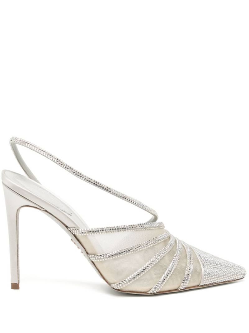 René Caovilla crystal-embellished 100mm sandals - Silver von René Caovilla