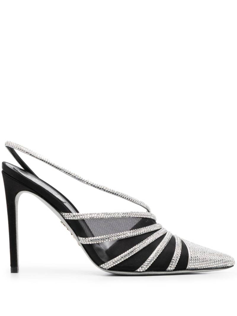 René Caovilla crystal-embellished 110mm slingback pumps - Silver von René Caovilla