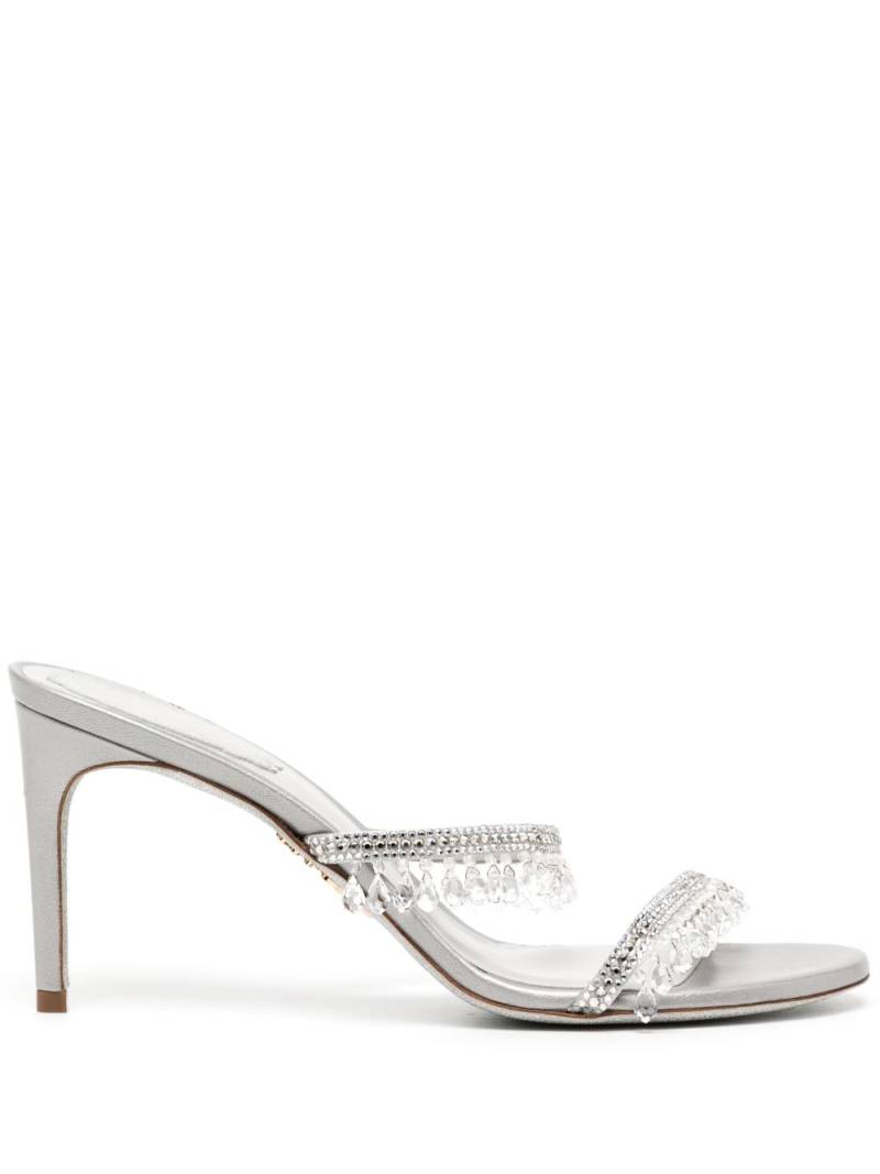 René Caovilla crystal-embellished 80mm mules - Silver von René Caovilla