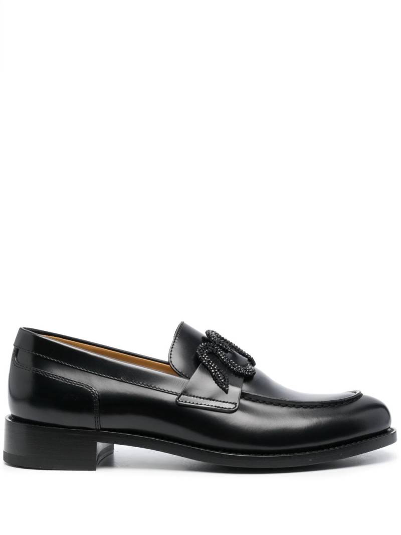 René Caovilla crystal-embellished leather loafers - Black von René Caovilla