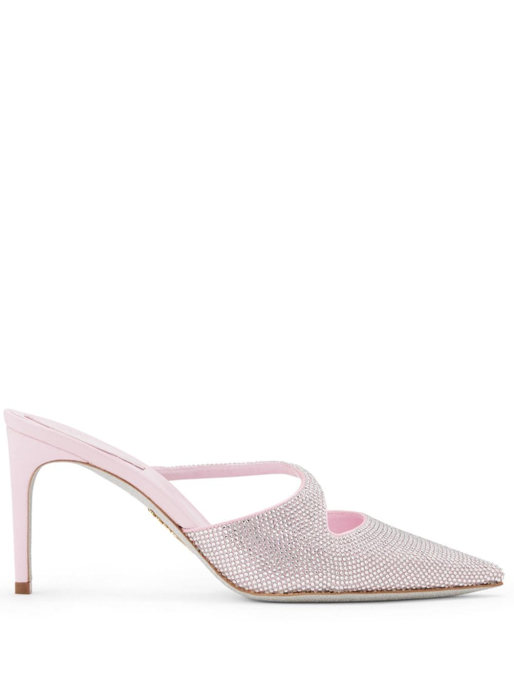 René Caovilla crystal-embellished satin mules - Pink von René Caovilla