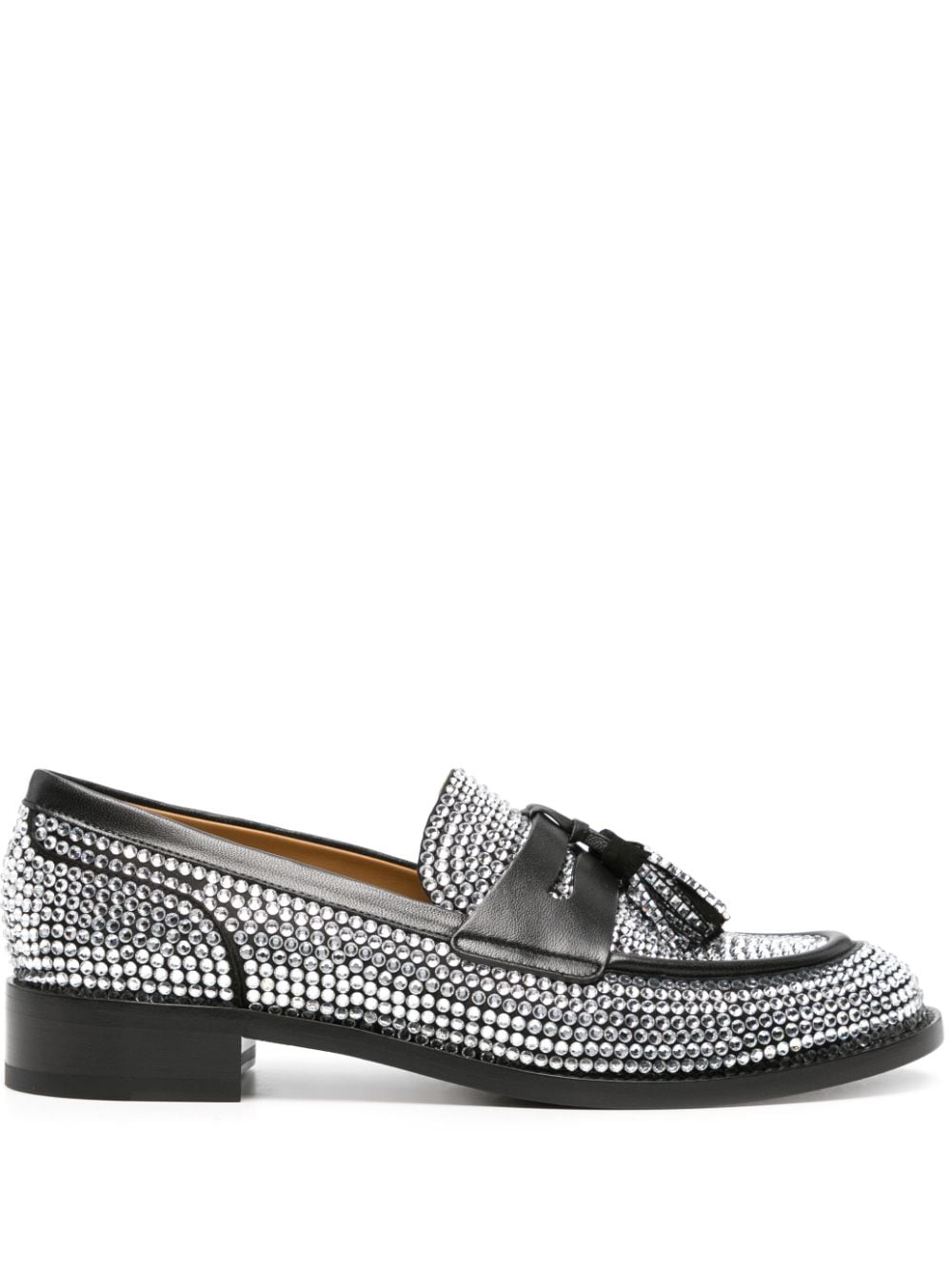 René Caovilla rhinestone-embellished leather loafers - Black von René Caovilla