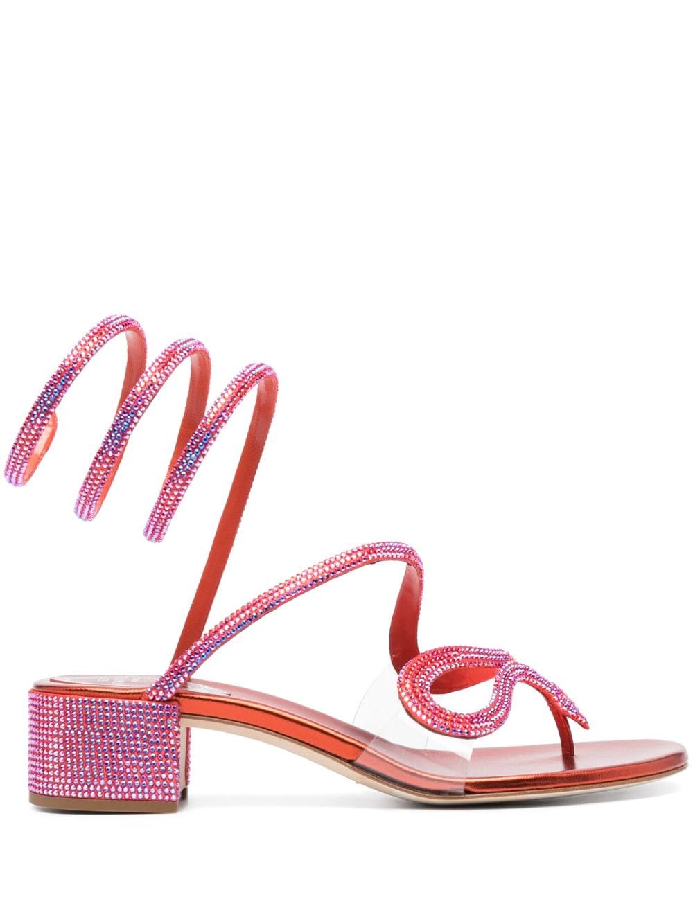 René Caovilla rhinestone-embellished mid-heel sandals - Red von René Caovilla