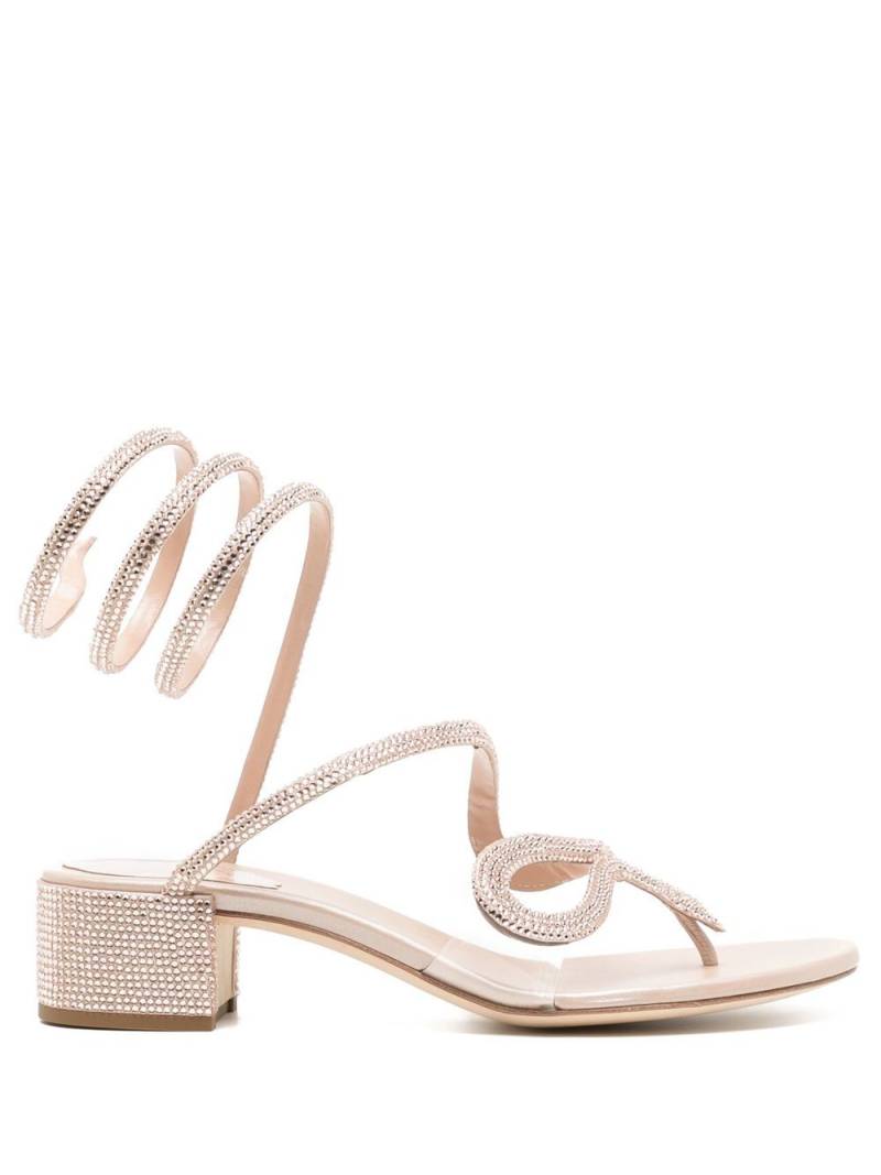 René Caovilla snake crystal embellished sandals - Pink von René Caovilla