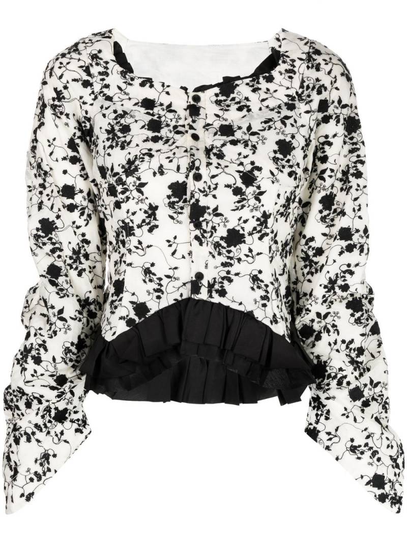 Renli Su plear-detail floral-print blouse - White von Renli Su