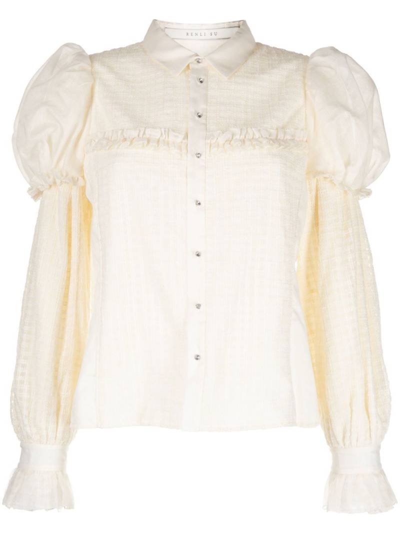 Renli Su textured puff-sleeve blouse - White von Renli Su