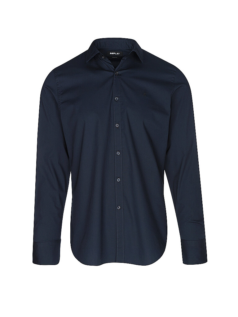 REPLAY Hemd Slim Fit blau | M von Replay