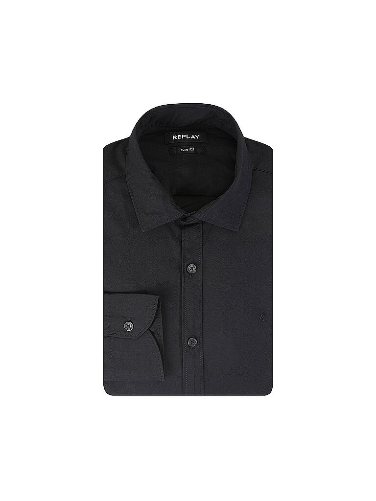 REPLAY Hemd Slim Fit schwarz | L von Replay