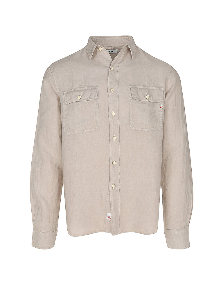 REPLAY Leinenhemd Regular Fit  beige | L von Replay