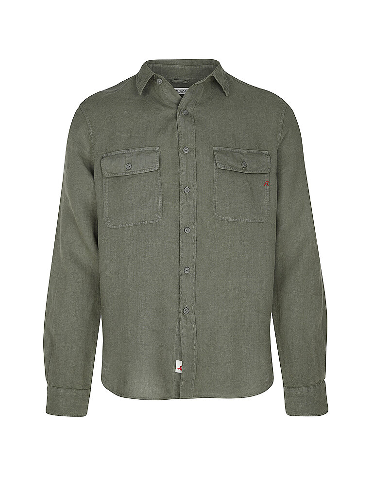 REPLAY Leinenhemd Regular Fit  olive | L von Replay