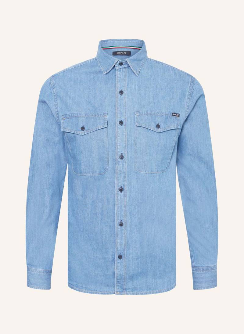 Replay Hemd Regular Fit In Jeansoptik blau von Replay