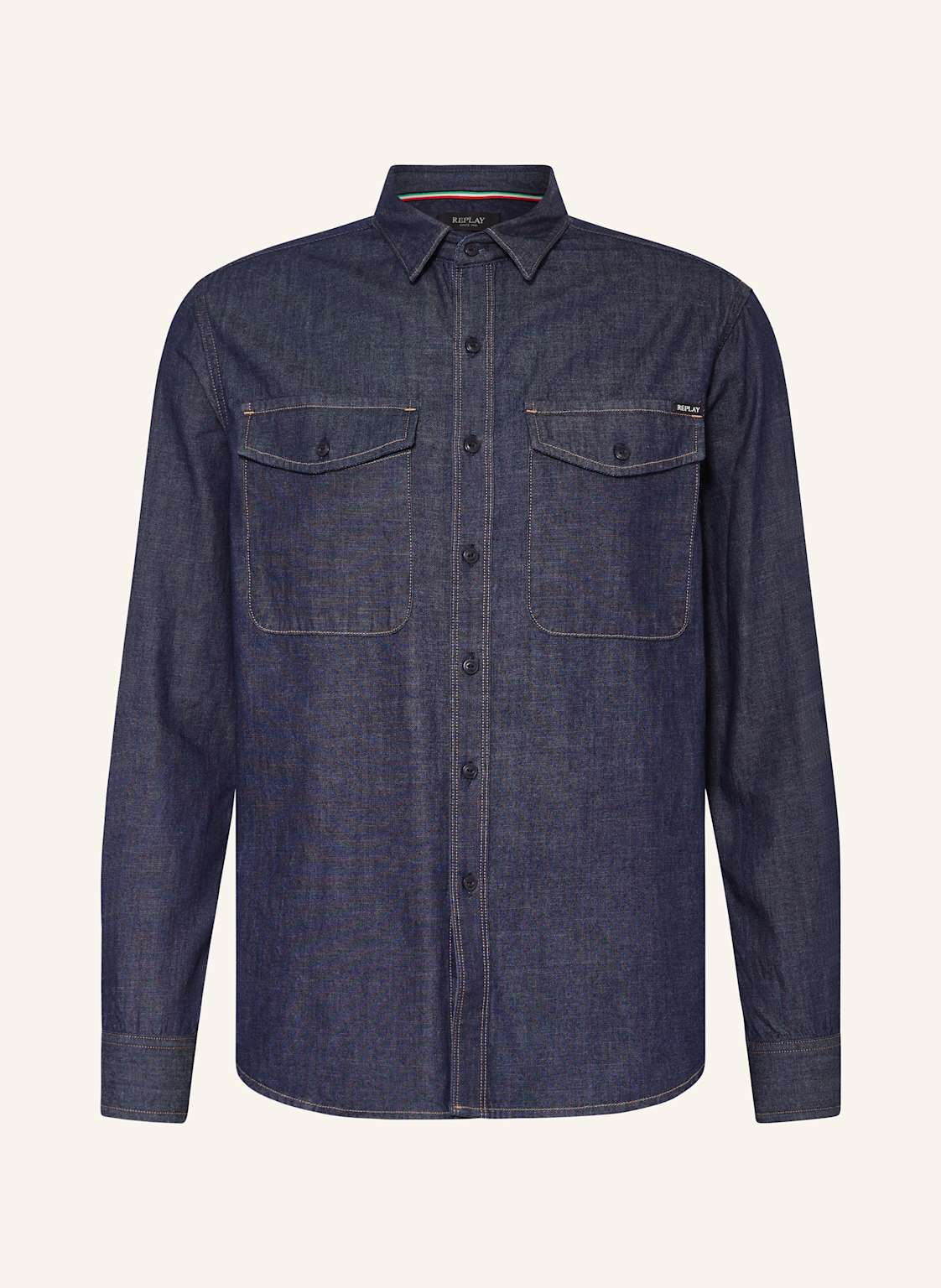 Replay Hemd Regular Fit In Jeansoptik blau von Replay