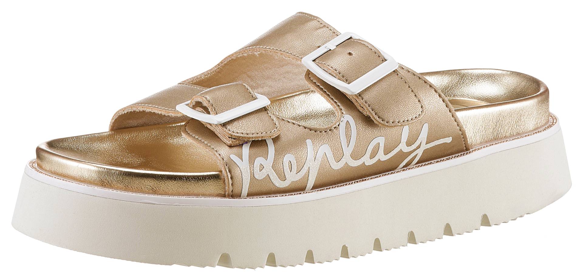 Replay Pantolette »MUDDY SHINE«, Plateau, Sommerschuh, Schlappen im trendigen Metallic-Look von Replay