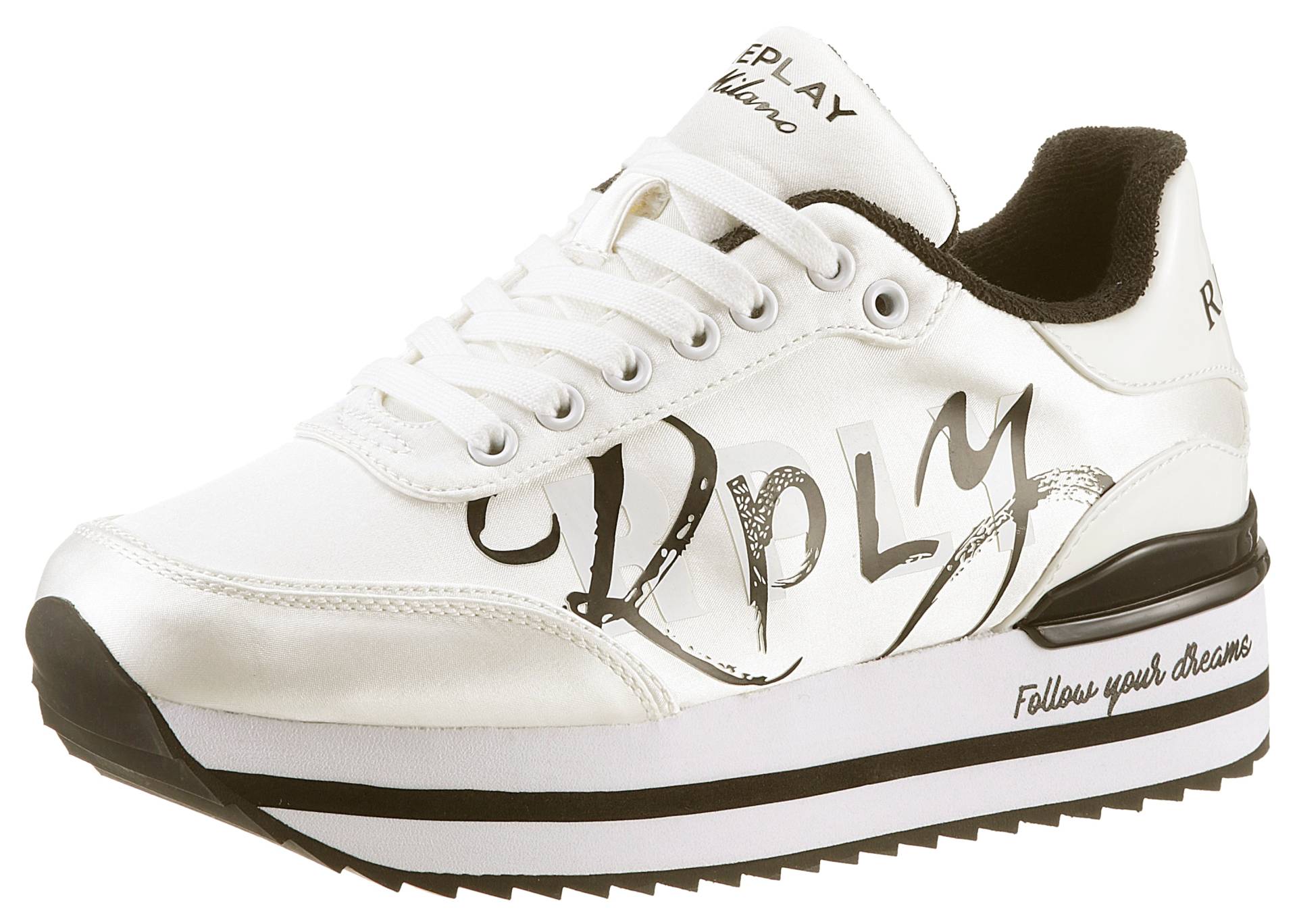 Replay Plateausneaker »NEW PENNY EMERY«, Schriftzug "Follow your dreams", Freizeitschuh, Halbschuh, Schnürschuh von Replay