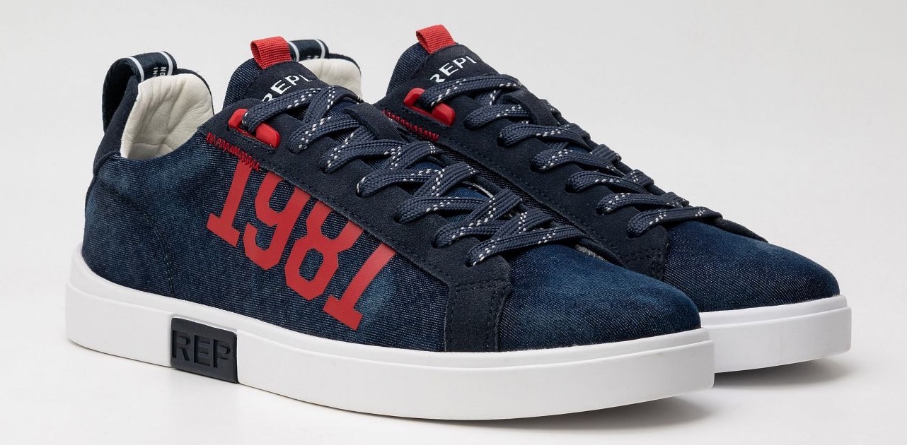 Replay Sneaker »POLYS DENIM«, mit seitlichem Zahlenprint, Freizeitschuh, Halbschuh, Schnürschuh von Replay