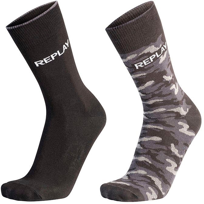 Replay Socken »Leg Logo & Camouflage 2Pcs Banderole«, (Packung, er-), mit Logoschriftzug von Replay