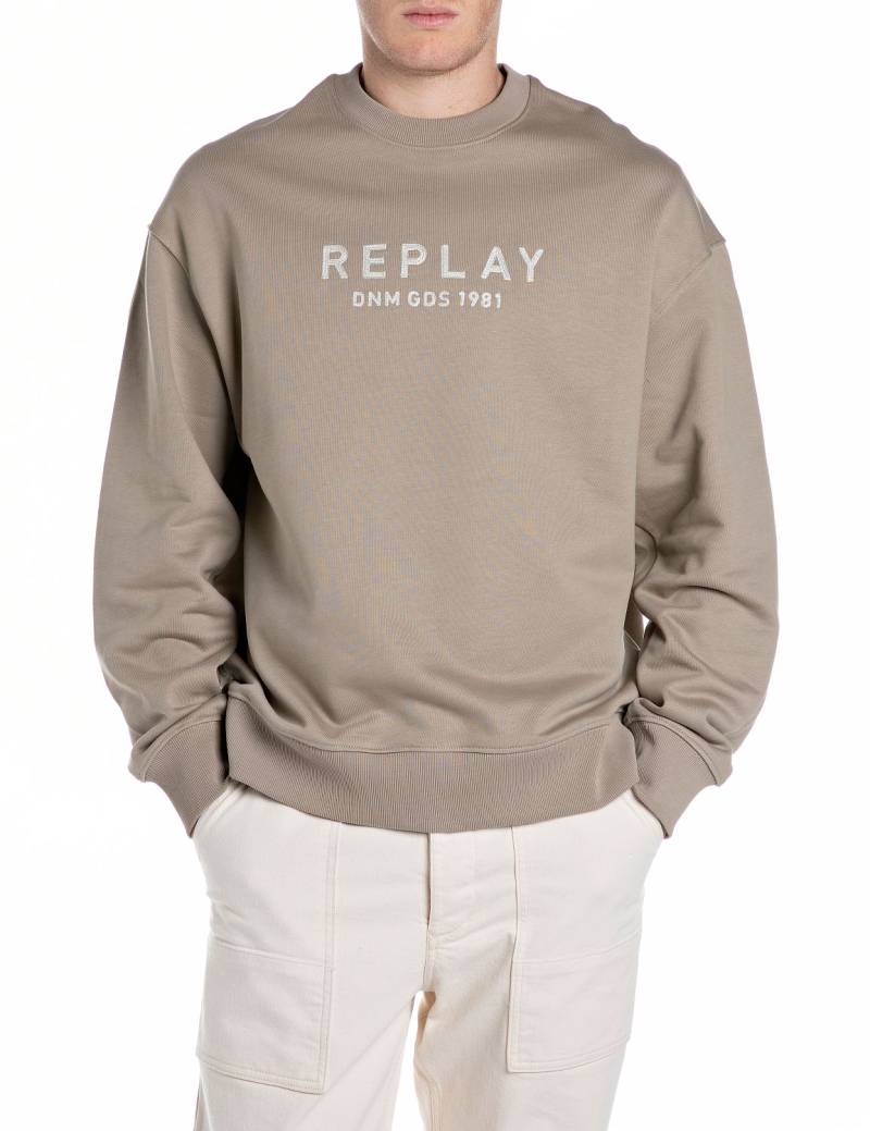 Replay Sweatshirt, mit gesticktem Schriftzug vorn von Replay