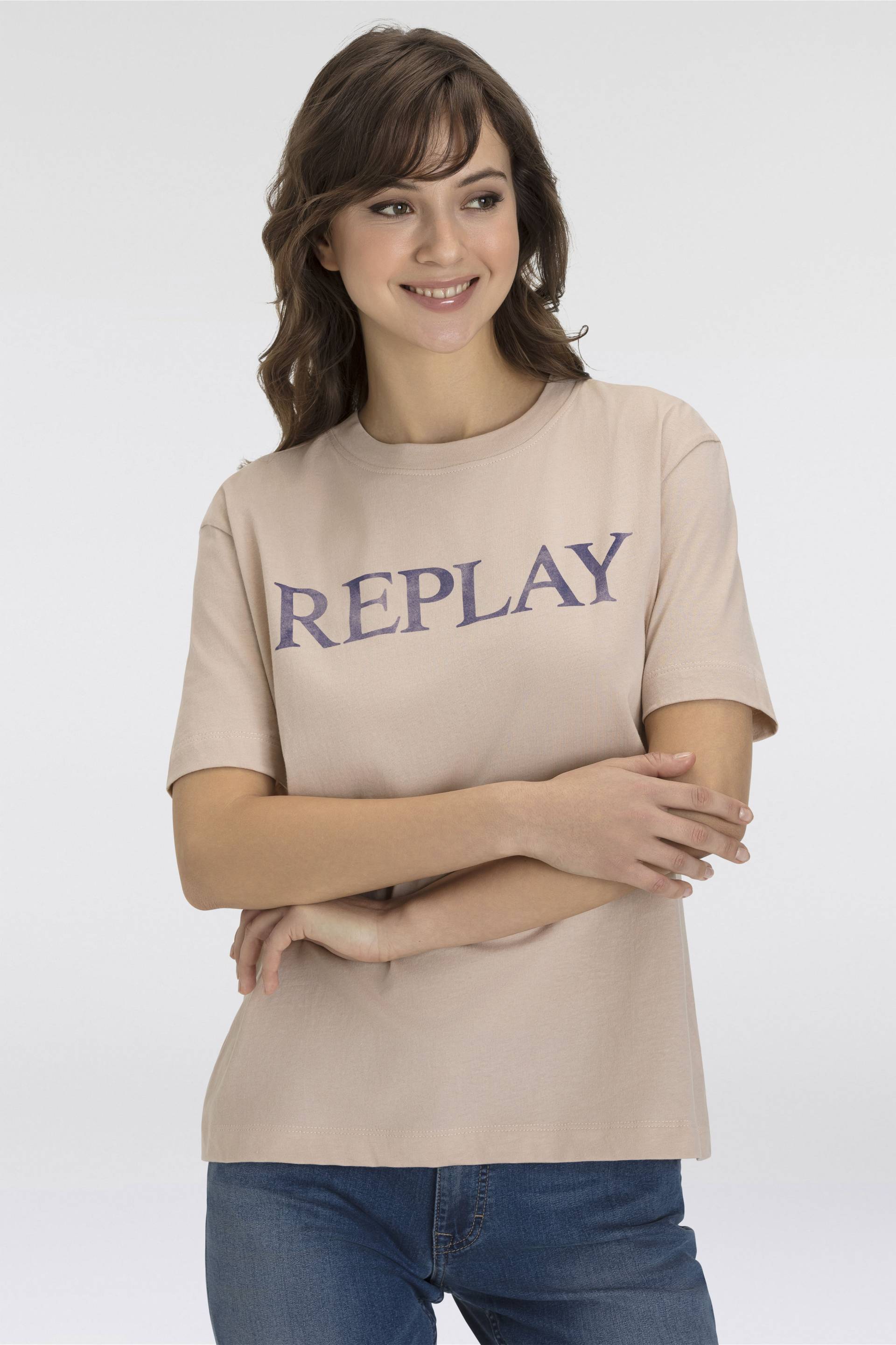 Replay T-Shirt, mit Markenprint vorne von Replay