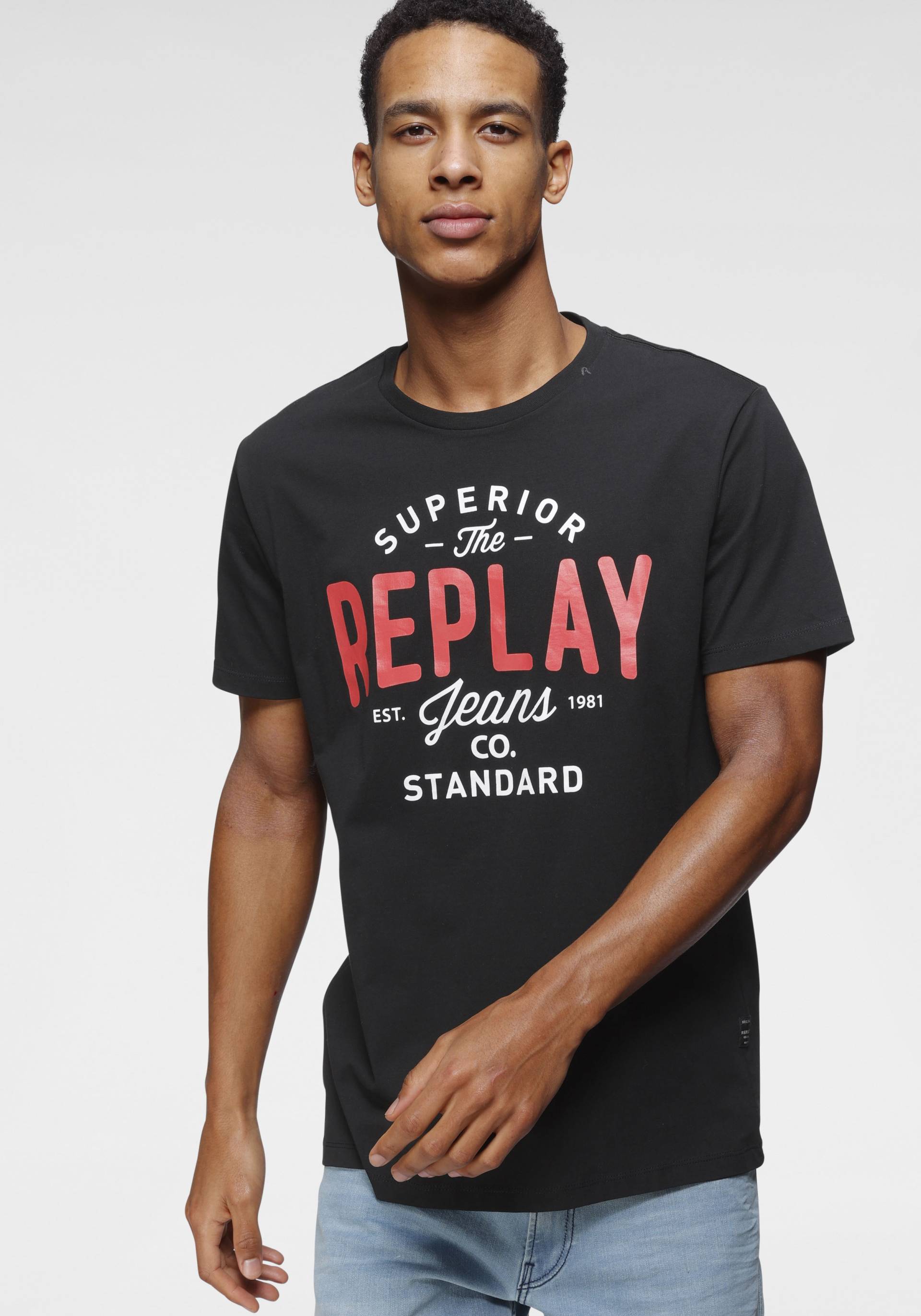 Replay T-Shirt, mit Markendruck von Replay