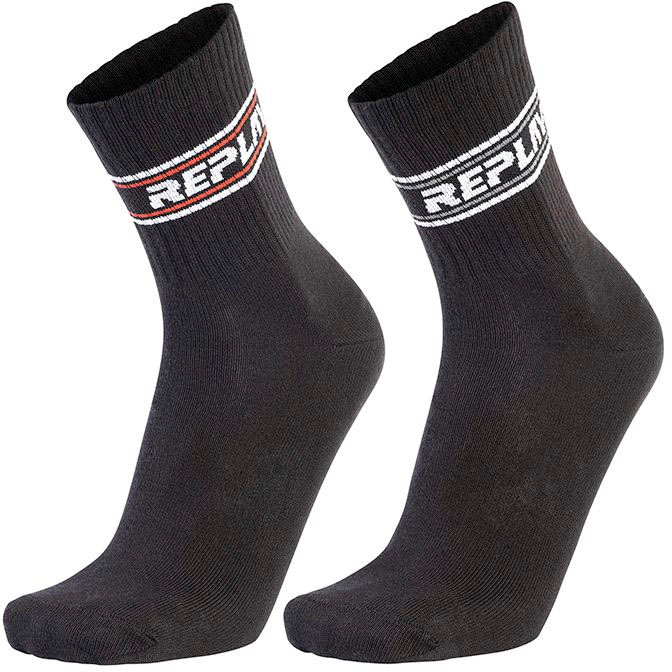 Replay Tennissocken »SHORT TENNIS half terry Logo&Two Stripe 2Prs Banderole«, (Packung, 2er-), mit gerippten Bündchen von Replay