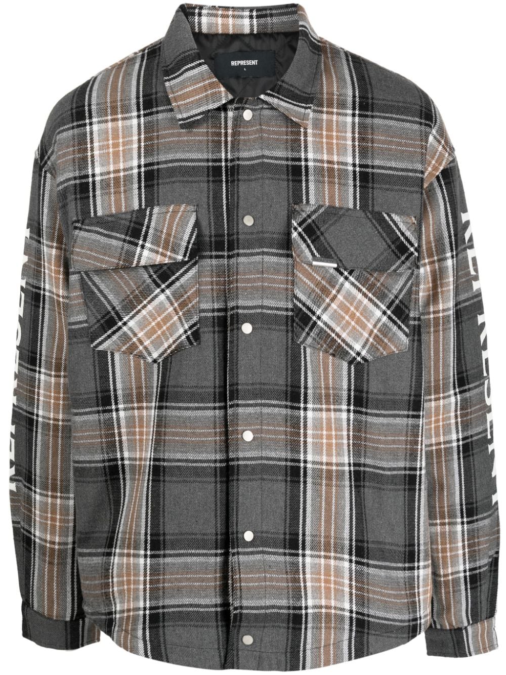 Represent checked flap-pocket shirt - Grey von Represent