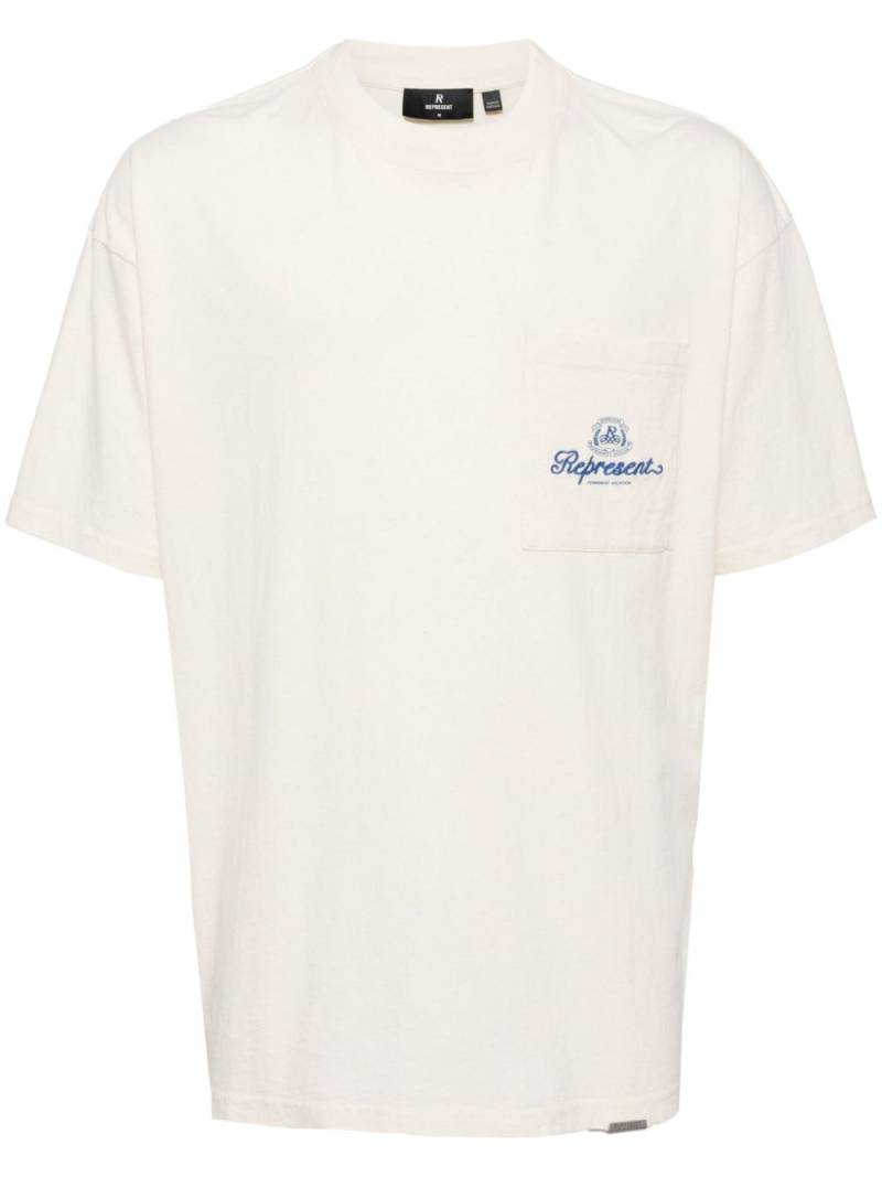 Represent logo-embroidered cotton T-shirt - White von Represent