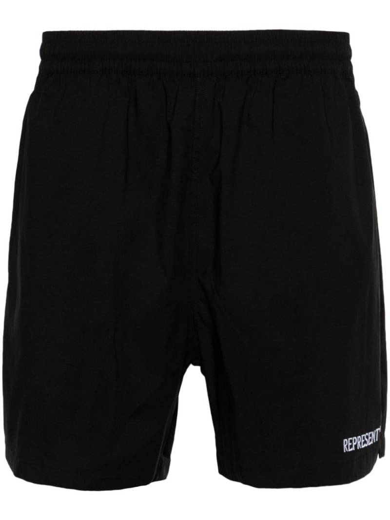 Represent embroidered-logo track shorts - Black von Represent