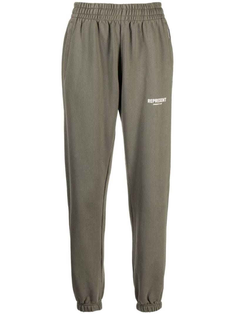 Represent logo-print cotton track pants - Green von Represent