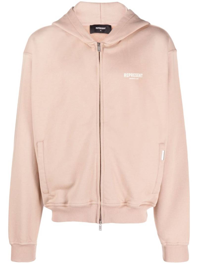 Represent logo-print zip-up hoodie - Neutrals von Represent